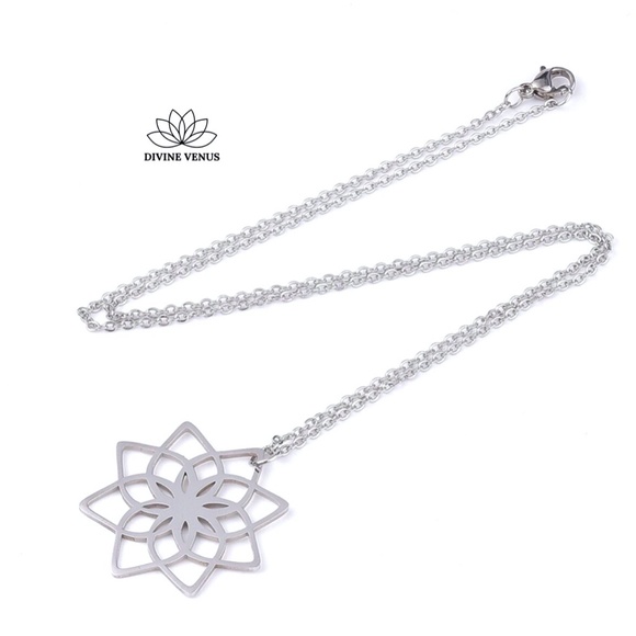 Lotus Flower Necklace | Stainless Steel - Picture 5 of 7